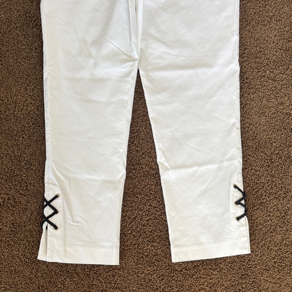 JM Collection White Ankle Pants with Black Accents - Picture 8 of 9